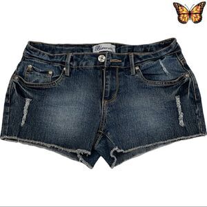 BLUE Crush Raw Edge Denim Shorts Size 1